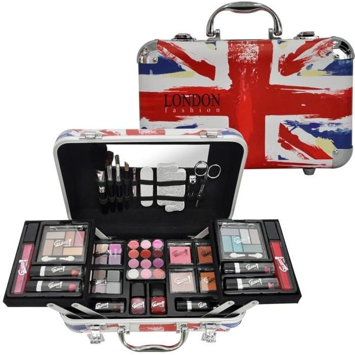 Coffret cadeau coffret maquillage mallette de maquillage format valise collection London Fashion - 62pcs