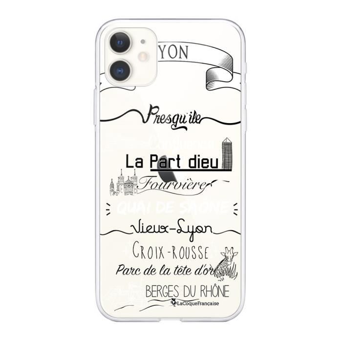 Coque iPhone 11 360 intégrale transparente Quartiers de Lyon Ecriture Tendance Design La Coque Francaise