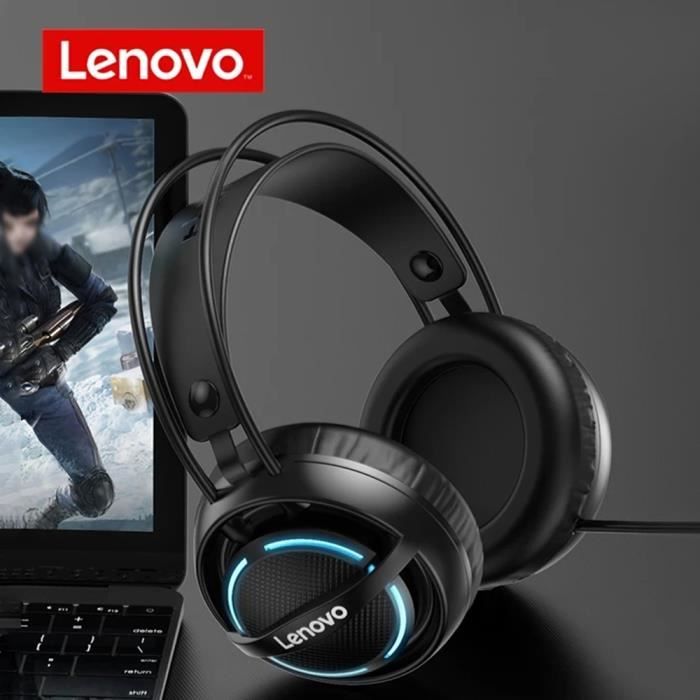 Casque d'écoute filaire de jeu Lenovo G30, USB avec Micro oreillettes de jeu écouteurs pour ordinateur portable PC PS4 PS5 Cadeaux