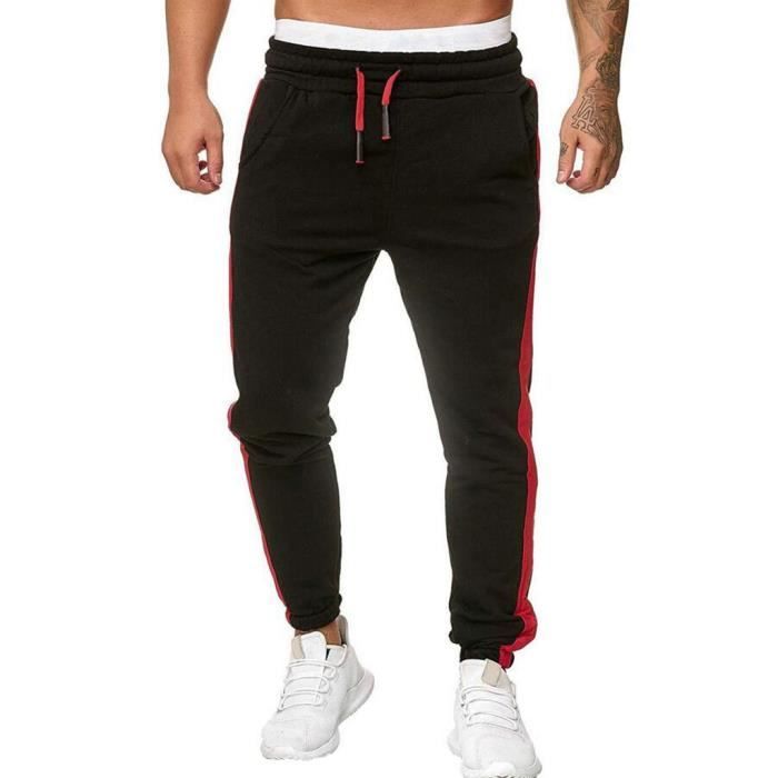 Les nouveaux hommes sport Sweatpants Pantalons Survêtement Pantalons Fitness Workout Joggers Noir