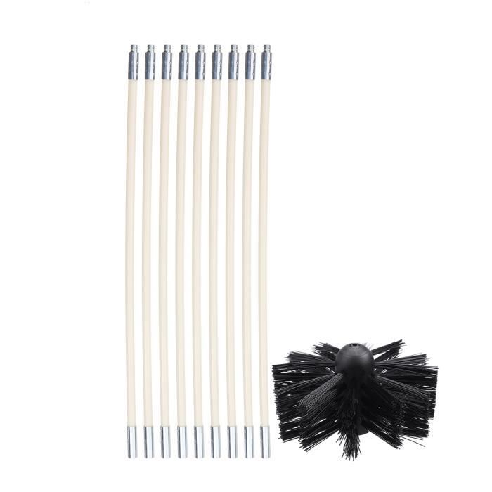 NEUFU cheminée Tuyau Brosse de Nettoyage + 9x Poignée Pliable Flexible Détachable 12ft 3.6M