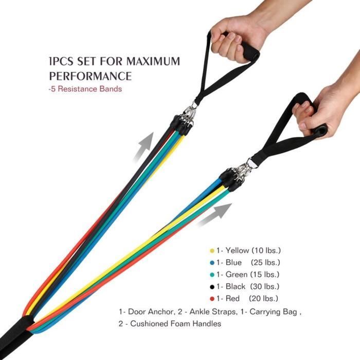 Bandes de Resistance Elastiques Musculation Set Fitness Exercice Bandes Kit pour Fitness Yoga Gym Entraînement Hommes Femmes
