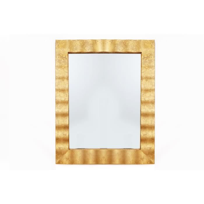 Miroir rectangulaire en métal design Flora - L. 76 x l. 91 cm - Doré