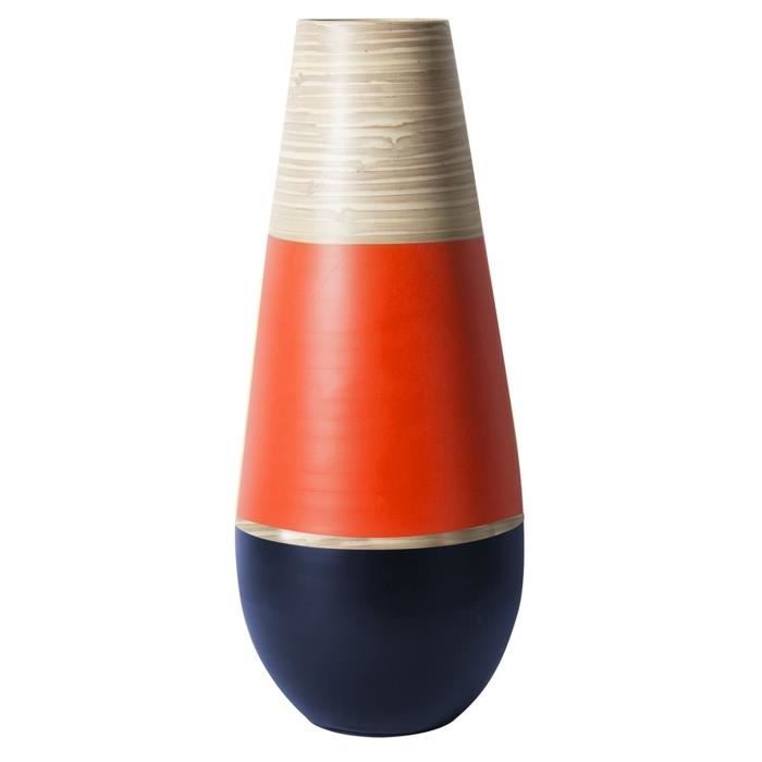 Vase jarre en bambou Wax - Diam. 20 x H. 50 cm - Rouge