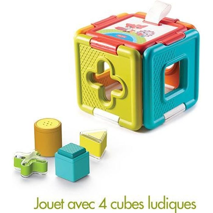 Tiny Love Cube d'Activités 2 en 1 Trieur de Formes/Puzzle Jouet d'Eveil Bébé 6 Mois/Plus Collection dans la Prairie