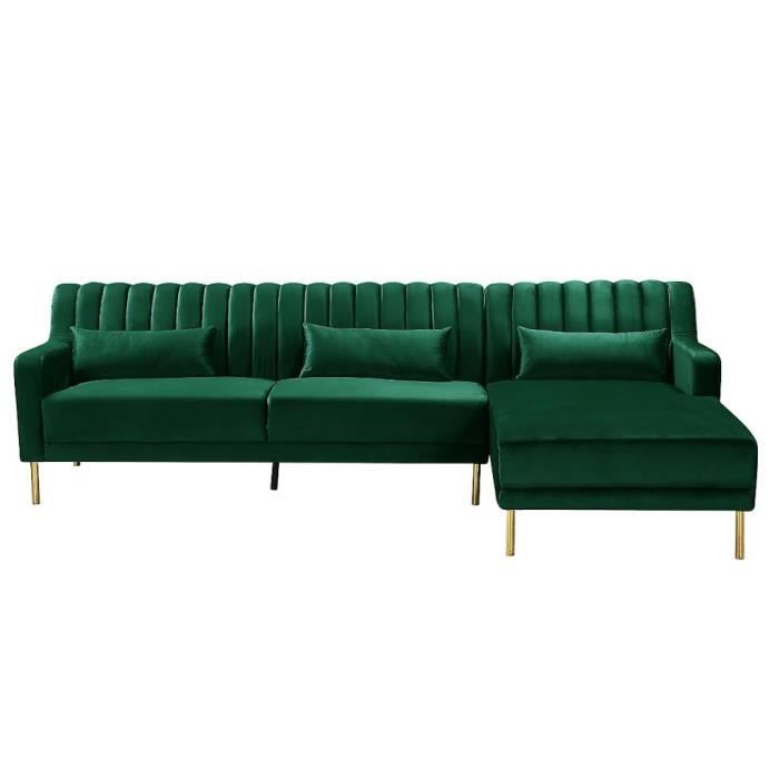 Canapé d'angle Velours Design Vert