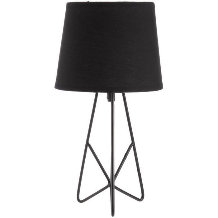 Lampe de chevet design métal filaire noir H 36cm Noir