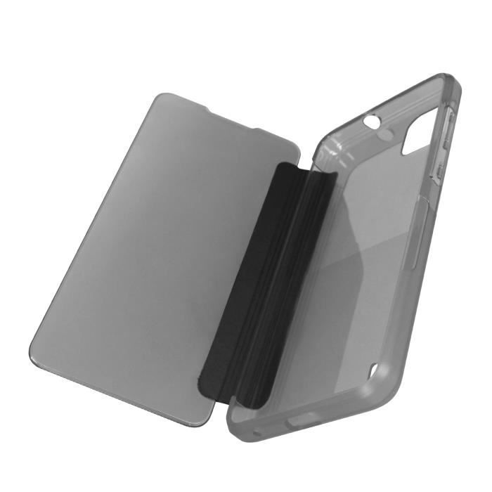 Housse Wiko Y82 Fenêtre Translucide et Tactile Wiko Easy Folio Original Gris