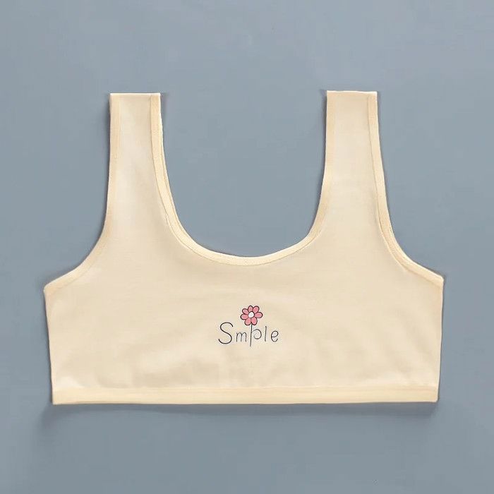 Lot 4 Brassières Sport Fille 8-14 Ans - Soutiens-Gorge Coton Sans Armatures Avec Coussinets Amovibles