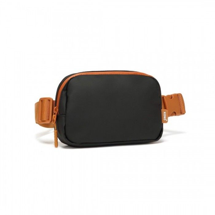 Sac banane - KONO - Fashion Ceinture - 19x4x12 cm - Noir/Brun - Sangle ajustable extensible Sac banane - KONO - Fashion Ceinture - 19x4x12 cm - Noir/Brun - Sangle ajustable extensible