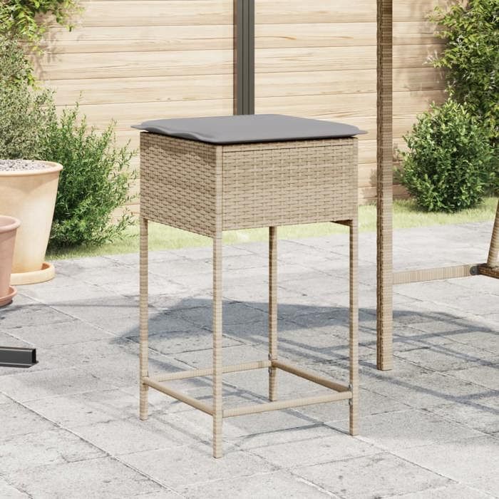 VidaXL 4 Tabourets De Jardin Avec Coussins - Repose-Pieds Patio Résine Tressée Gris, Confort Extérieur