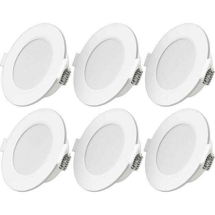 Spot LED encastrable - LARGEIGHT - 6W - Blanc chaud - Lot de 6 - IP44 pour salle de bain