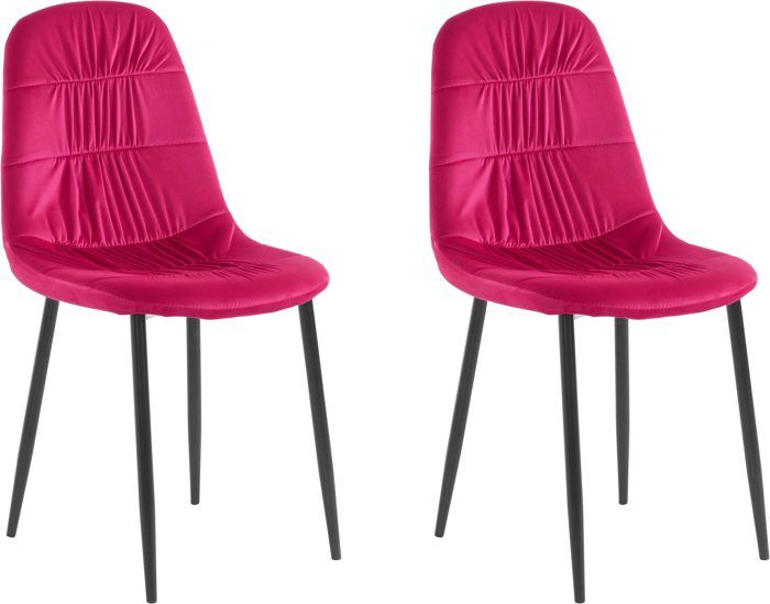 Fauteuil de salle à manger en velours rose / pieds noirs 2 pièces Fauteuil de salle à manger en velours rose / pieds noirs 2 pièces
