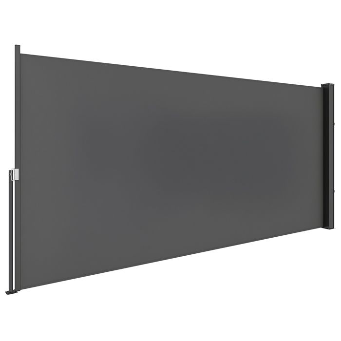 Store latéral - Outsunny - rétractable - 3 x 14 m - structure en aluminium - polyester anti-UV haute densité 180 g/m² - gris foncé