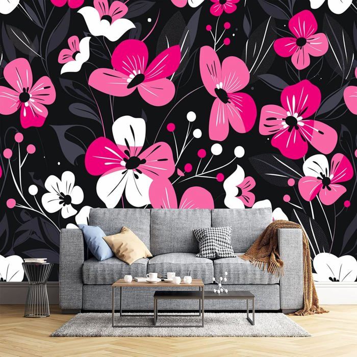 Wallpaper Papier Peint Panoramique Fleurs De Dessin Animé 350X250Cm ...