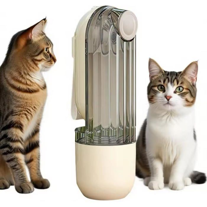 Comparer les prix de Distributeur deau portable pour animaux de compagnie 2 en 1 pour chien et chat - Distributeur de voyage étanche-Beige