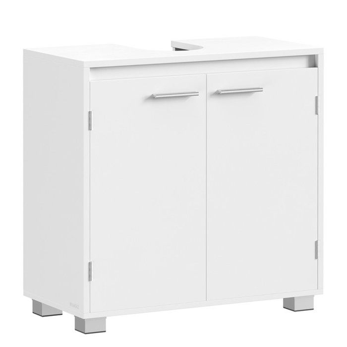 Meuble sous lavabo 2 Compartiments derrière Les Portes pour Lavabo sans Colonne avec Pieds 30 x 60 x 60 cm Blanc Nuage