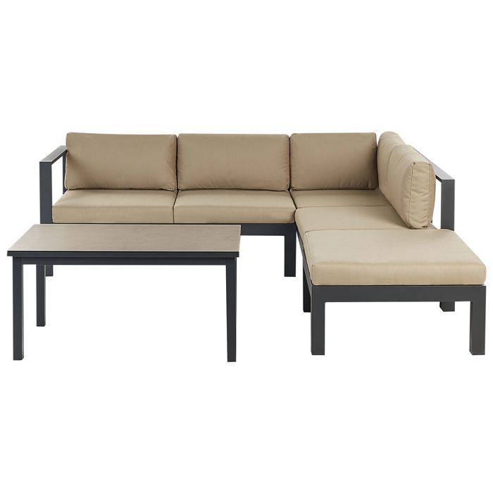 Ensemble de canapés dangle de jardin 5 places MESSINA Côté gauche Métal Beige sable Ensemble de canapés dangle de jardin 5 places MESSINA Côté gauche Métal Beige sable