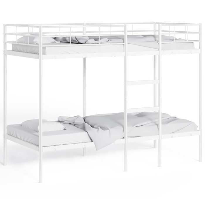 CLARENCE® Cadre de lit superposé - Lit enfant/2 places - sans matelas - blanc 90x190 cm acier LV374