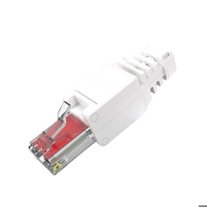 Panneau De Prise Murale UTP 4 Ports RJ45 CAT6 Gigabit - Module Sans Outil, Blanc, 86x86 Mm
