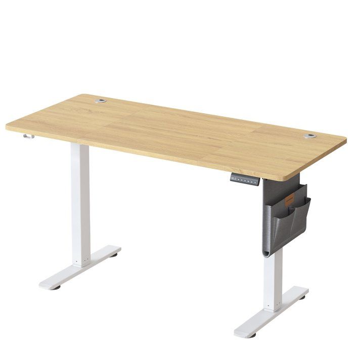 Bureau Électrique Réglable - SONGMICS - 140x60 cm - Mémoire 4 Hauteurs - USB-C - Doré Chêne