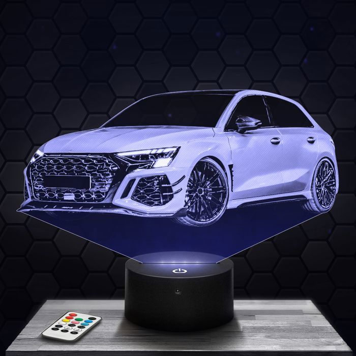 Lampe 3d _ Audi RS3 - Jouet Miniature Cadeau Audi RS3 - Veilleuse Led Tactile TOP