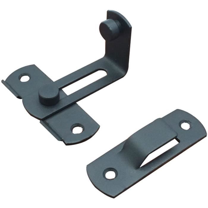 Crochet Cabine, 2 Pièces Crochet Fermeture Porte, Loquet Porte Exterieur En Acier Inoxydable Avec Vis De Montage Targette De Porte Pour Fenetre Porte De Grange 75 Mm Noir 85543988