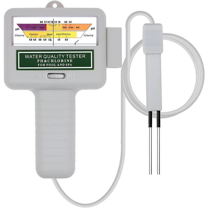 Testeur de qualité deau pour piscine mesure du pH et du taux de chlore haute qualité portable blanc