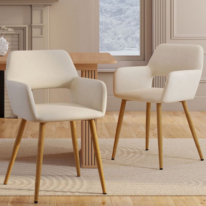 IDMARKET Lot de 2 chaises de salle à manger HOLY en velours beige