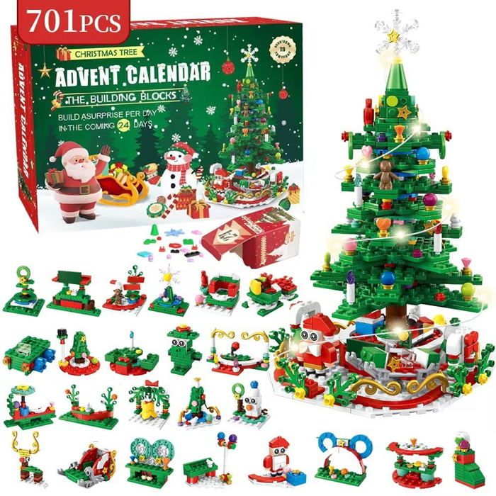 MOEMOE BABY Calendrier De L’Avent 2024 – Blocs De Construction 6 En 1, 24 Mini-Modèles Ou 4 Grands Modèles De Noël, Dès 3 Ans