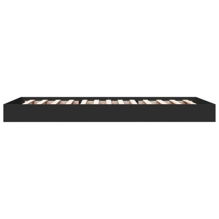 BURKE* Lit simple 75x190 cm Structure de lit classique sans matelas noir bois ingénierie- LL7466