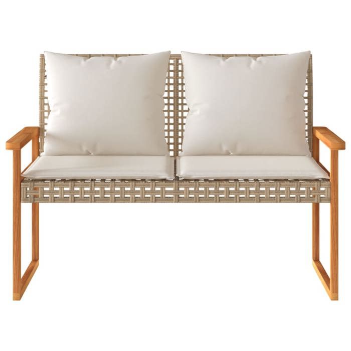 Sale 2026 Banc de jardin - BURKE - Banquette balcon - avec coussin - mélange beige résine tressée acacia BB429