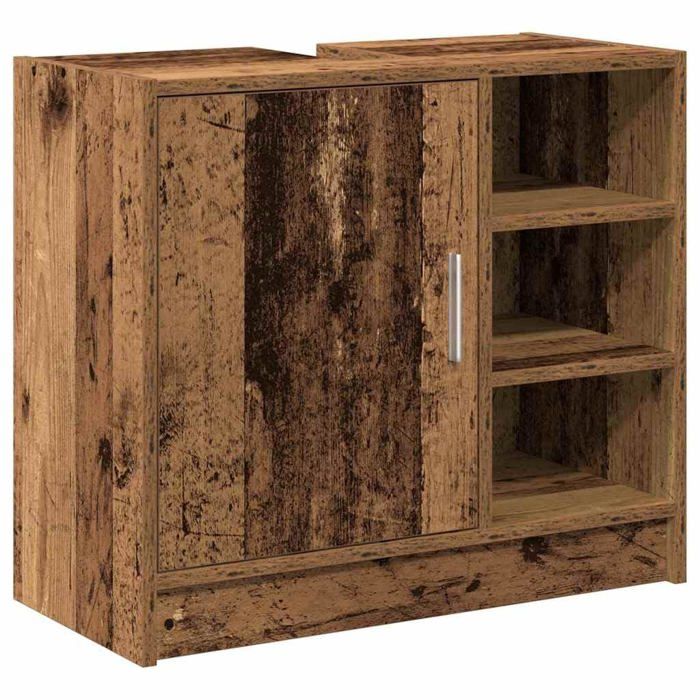 Armoire de salle de bain rustique - vidaXL - Bois massif recyclé - 63x29x55 cm - Bois Ancien - Trois étagères