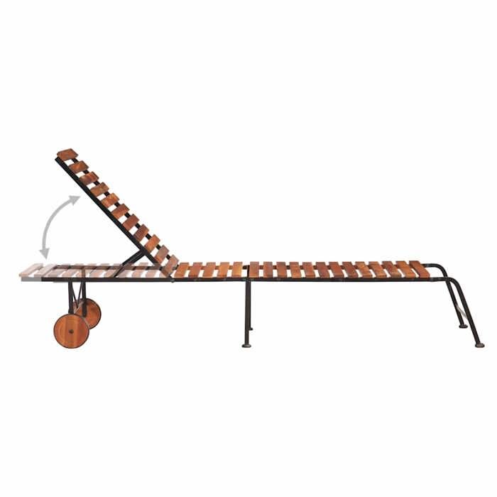 Sale 2026 Chaise longue/Transat - BURKE - 1 PLACE - avec pieds en acier Bois dacacia massif Cc1152