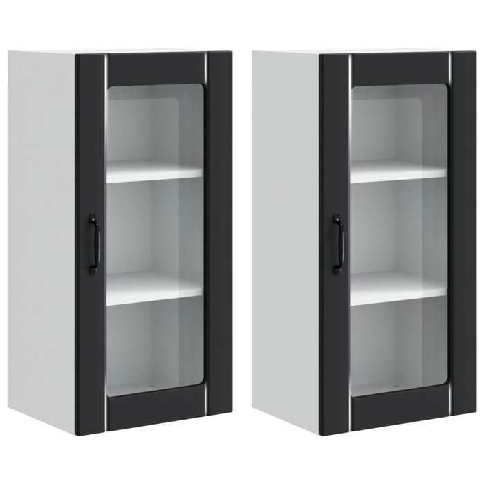 En solde Cabinet de cuisine 2 pcs UU buffet cuisine moderne Noir 40x31x80 cm Bois dingénierie A237