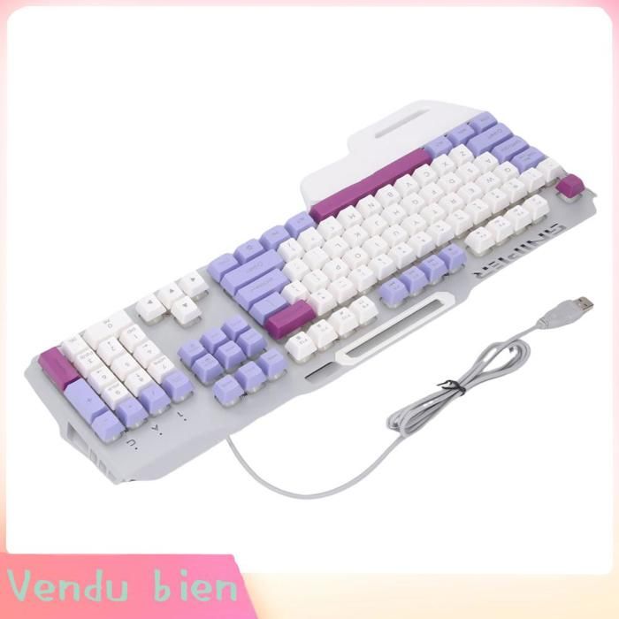 Garosa clavier de jeu Clavier à sensation mécanique 104 touches colorées clavier dordinateur informatique dordinateur Violet