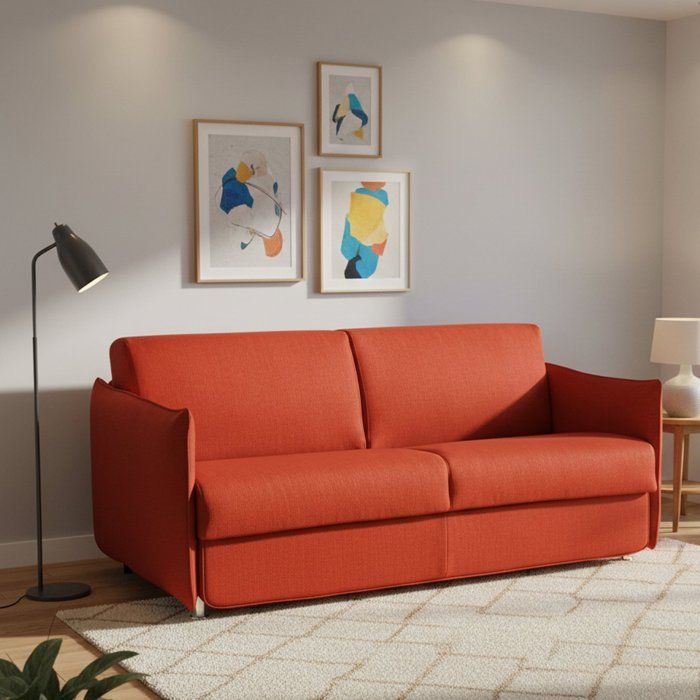 Canapé-lit 2 Places Trovo Dmora en Tissu Orange 180x95 cm Canapé-lit 2 Places Trovo Dmora en Tissu Orange 180x95 cm