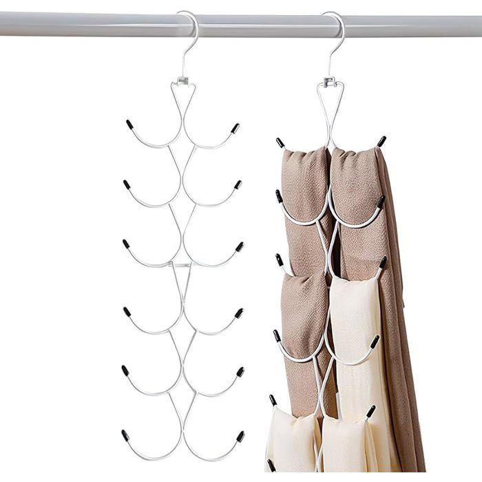 1 Lot de Cintre Fourd Organisateur écharpes avec 12 Crochets Cintre Porte Cravate pour Garde Robe Organisateur de Pcard