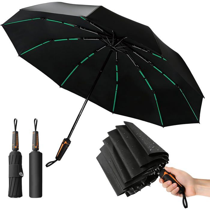 Parapluie Pliant Résistant Aux Vents JusquÀ 140 Km/HGrand Parapluie，Upf 50+105 Cm Extra Large60 Fibres De VerreOuverture Auto