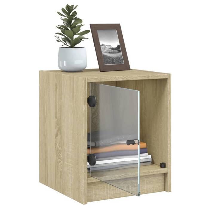 Tables de lit Moderne CHIC Armoires de chevet - Pour chambre - et portes vitrées 2pcs chêne sonoma 35x37x42cm CC1394