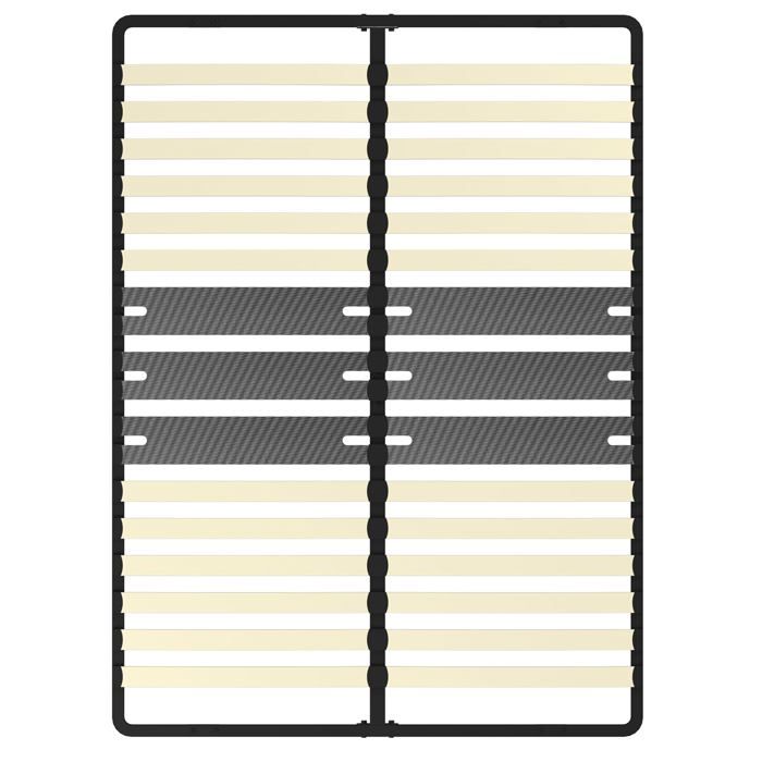 Sommier tapissier 140x200 cm - 30 lattes peuplier - pied central réglable - ergonomique - finition noire design minimaliste