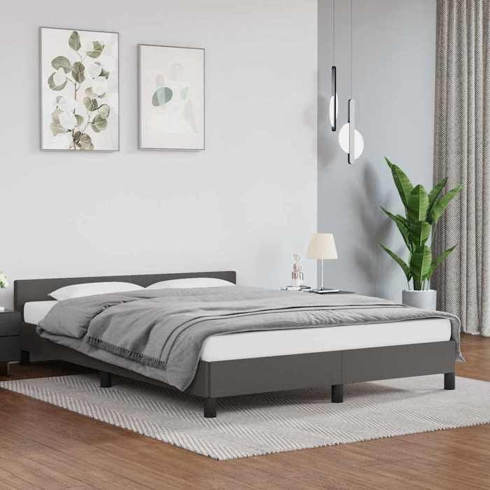 WIENS Structure de lit avec tête de lit - Contemporain design - gris 140x190 cm - sans matelas &BONNE204758