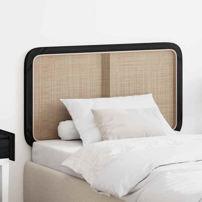 ELORAN Armoire Tête de Lit - Tête de lit Contemporain - avec tête de lit Contemporain - Noir - 100x55x3 cm - Rotin 78711