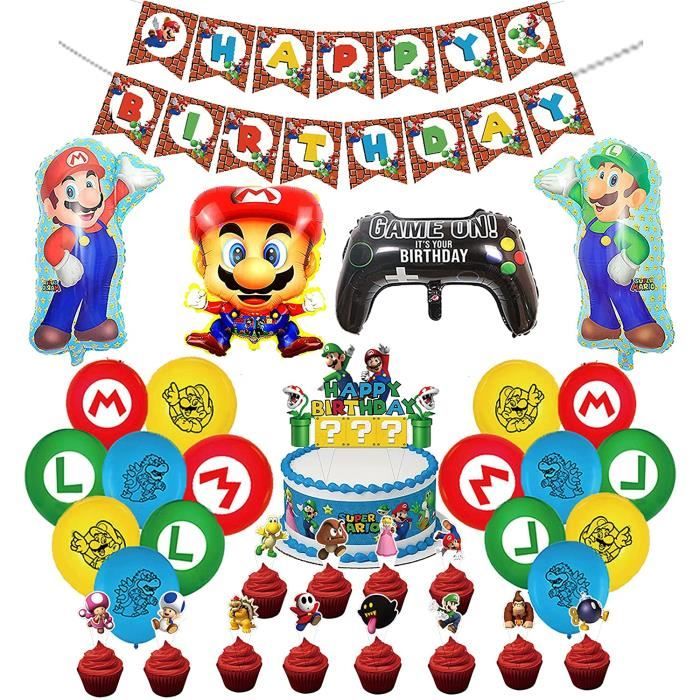 64 Pièces Decoration Anniversaire Super Mario 4 Ans, Ballons Mario