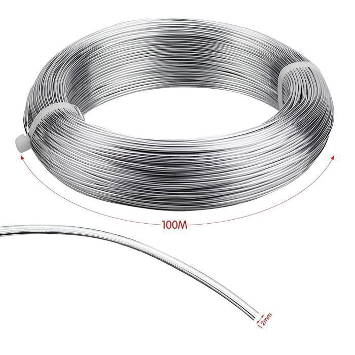Fil D'aluminium Souple 2 Mm Argent - 30 M, Malléable, Pour Bijoux, Sculpture, Bricolage