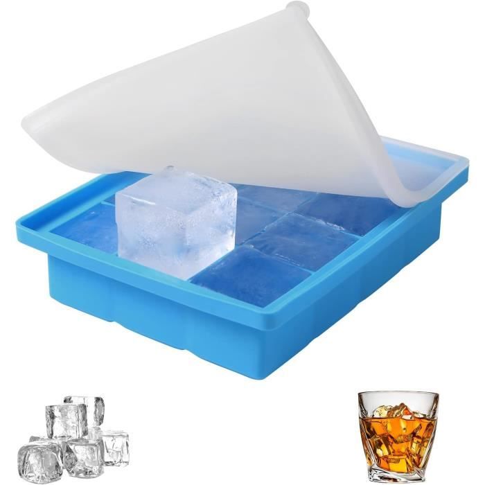 Bac à Glaçons Inox Empilable 6 Compartiments - Sans BPA, Glaçons Carrés Pour Whisky, Boissons