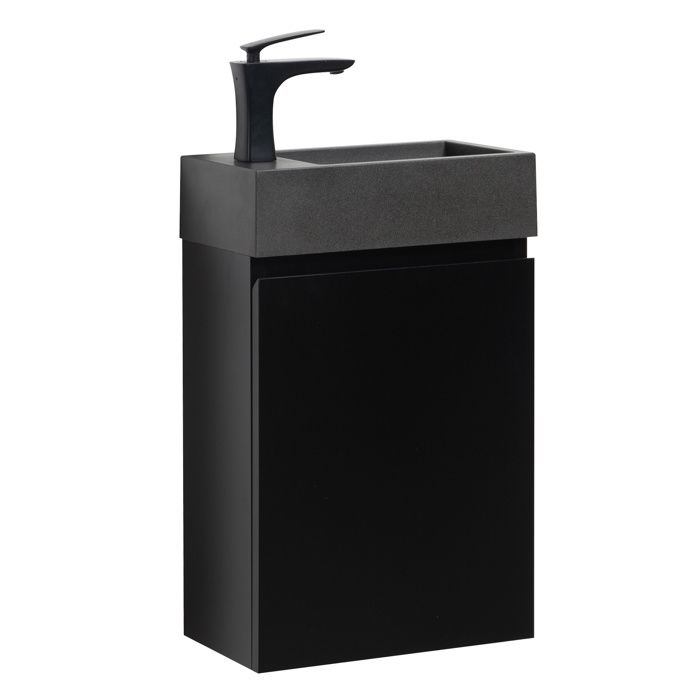 Meuble de salle de bain Angela 40 x 22 cm Noir Mat - Armoire de rangement Meuble lavabo evier Meubles