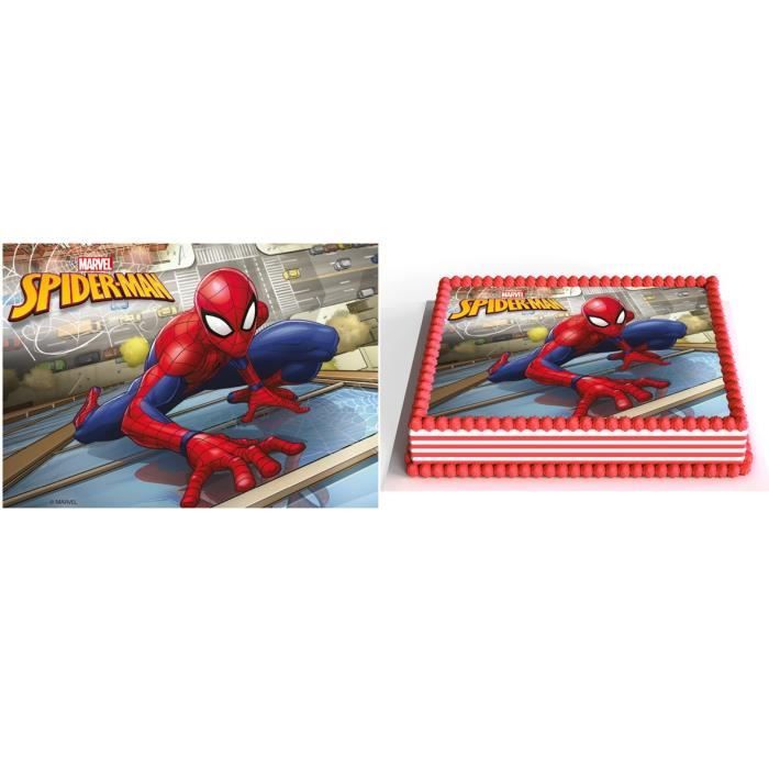 SPIDERMAN MARVEL DECORATION GATEAU ANNIVERSAIRE COMESTIBLE RECTANGLE -  Cdiscount Maison