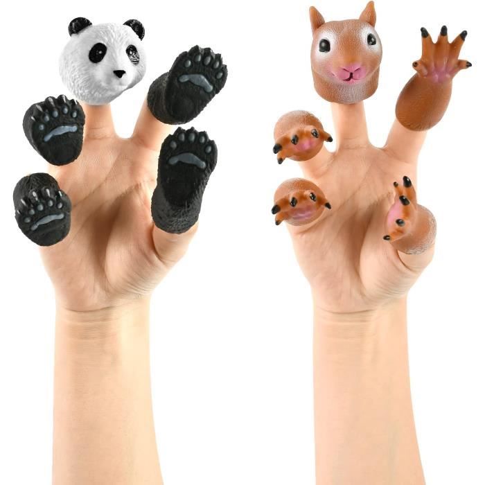 Marionnettes à Doigts - Écureuil et Panda - Jouet de Marionnette Animal  pour Enfants - Haute Qualité