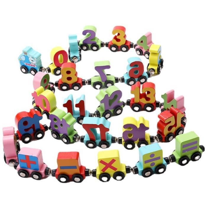 27 PCS Magnetic Wooden Alphabet Train Sets ABC Letter Learning